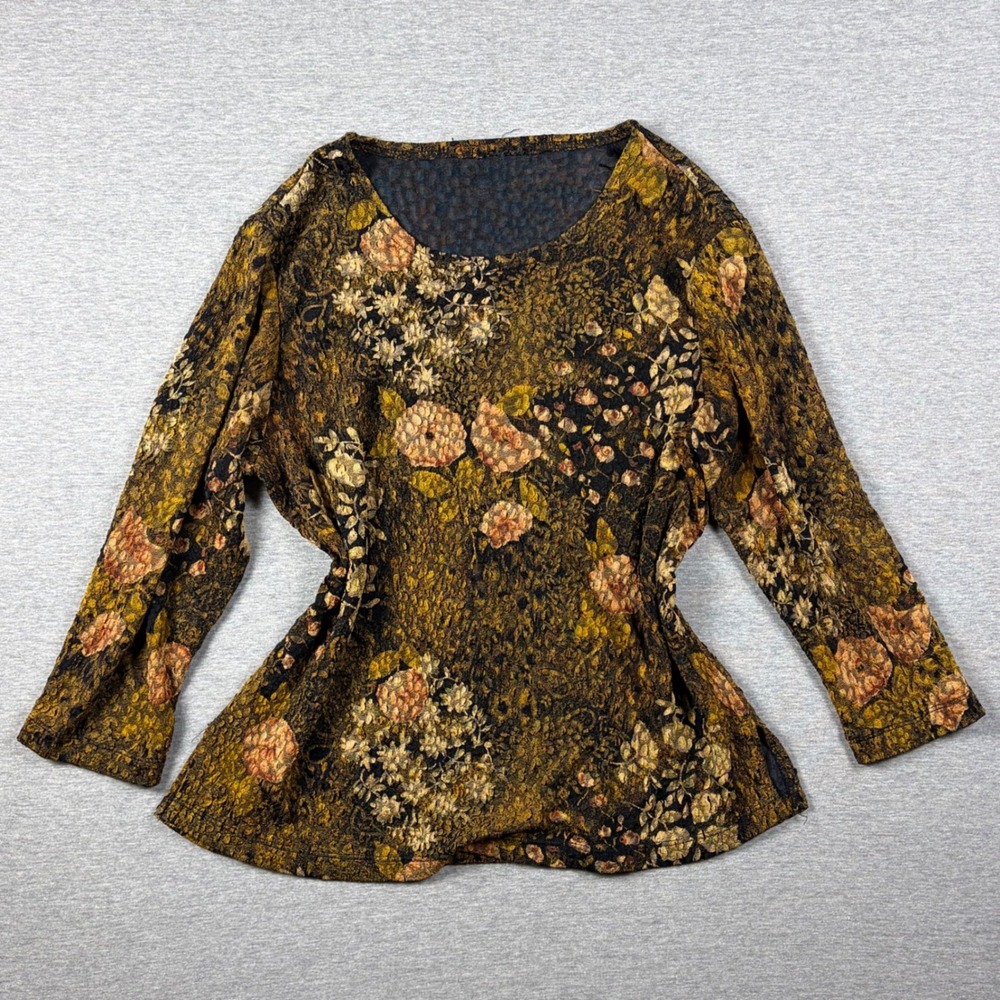 Y2K Floral Top Garden Fairy Fall Autumn Brown Orange Thanksgiving Medium Boho
